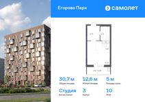 Планировка квартиры студии, 30,7 м2