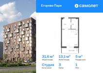 Планировка квартиры студии, 31,6 м2