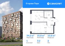 Планировка 1-комнатной квартиры, 34,2 м2