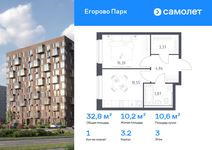 Планировка  1-комнатной квартиры, 32,83 м2