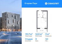Планировка квартиры студии, 30,7 м2
