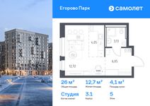 Планировка квартиры студии, 25,95 м2