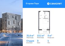 Планировка квартиры студии, 31,6 м2