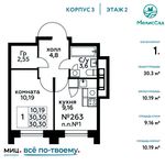 Планировка 1-комнатной квартиры, 30,3 м2