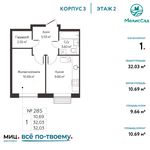Планировка 1-комнатной квартиры, 32,03 м2