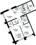 Планировка 3-комнатной квартиры, 68,41 м2