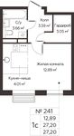 Планировка квартиры студии, 27,2 м2