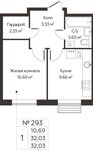 Планировка 1-комнатной квартиры, 32,03 м2