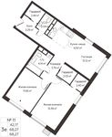 Планировка 3-комнатной квартиры, 68,27 м2