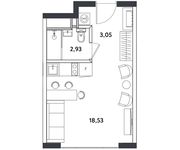 Планировка квартиры студии, 24,51 м2