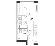 Планировка квартиры студии, 18,77 м2