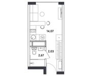 Планировка квартиры студии, 18,77 м2