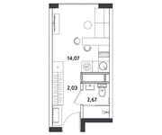 Планировка квартиры студии, 18,77 м2