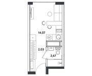 Планировка квартиры студии, 18,77 м2