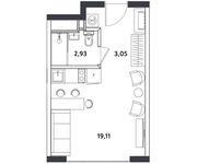 Планировка квартиры студии, 25,09 м2