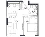 Планировка 2-комнатной квартиры, 36,28 м2