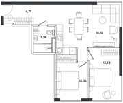 Планировка 3-комнатной квартиры, 59,9 м2