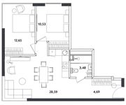 Планировка 3-комнатной квартиры, 59,94 м2