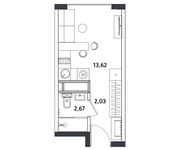 Планировка квартиры студии, 18,32 м2