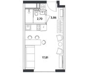 Планировка квартиры студии, 24,37 м2