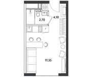 Планировка квартиры студии, 24,15 м2