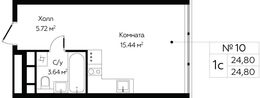 Планировка квартиры студии, 24,8 м2