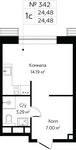 Планировка квартиры студии, 24,48 м2