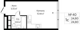 Планировка квартиры студии, 24,8 м2