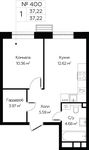 Планировка 1-комнатной квартиры, 37,22 м2