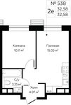 Планировка 2-комнатной квартиры, 32,58 м2