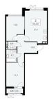Планировка 2-комнатной квартиры, 64 м2