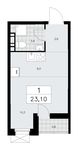 Планировка 1-комнатной квартиры, 23,1 м2
