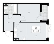 Планировка 2-комнатной квартиры, 41,4 м2