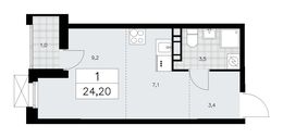 Планировка 1-комнатной квартиры, 24,2 м2