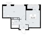 Планировка 1-комнатной квартиры, 35,5 м2