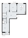 Планировка 3-комнатной квартиры, 78,4 м2