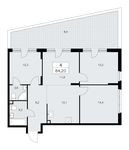 Планировка 4-комнатной квартиры, 84,2 м2