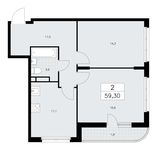 Планировка 2-комнатной квартиры, 59,3 м2