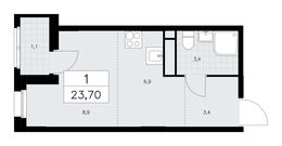 Планировка 1-комнатной квартиры, 23,7 м2