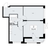 Планировка 2-комнатной квартиры, 59,4 м2