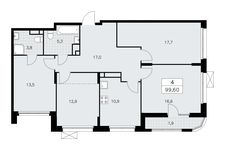 Планировка 4-комнатной квартиры, 99,6 м2