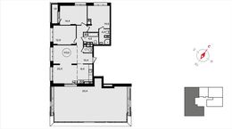 Планировка 4-комнатной квартиры, 118,5 м2