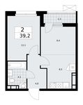 Планировка 2-комнатной квартиры, 39,2 м2