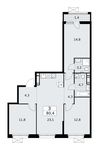 Планировка 3-комнатной квартиры, 80,4 м2
