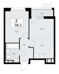 Планировка 2-комнатной квартиры, 38,1 м2