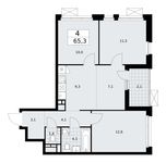 Планировка 4-комнатной квартиры, 65,3 м2