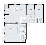 Планировка 5-комнатной квартиры, 139,5 м2