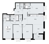 Планировка 5-комнатной квартиры, 121,8 м2