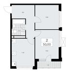 Планировка 2-комнатной квартиры, 50 м2