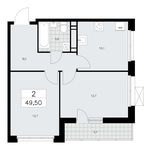 Планировка 2-комнатной квартиры, 49,5 м2